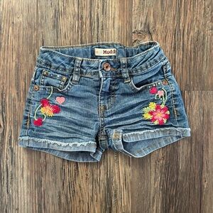 Mudd Jean Shorts Jorts Blue Denim Girls 6 Floral Embroidery 2013